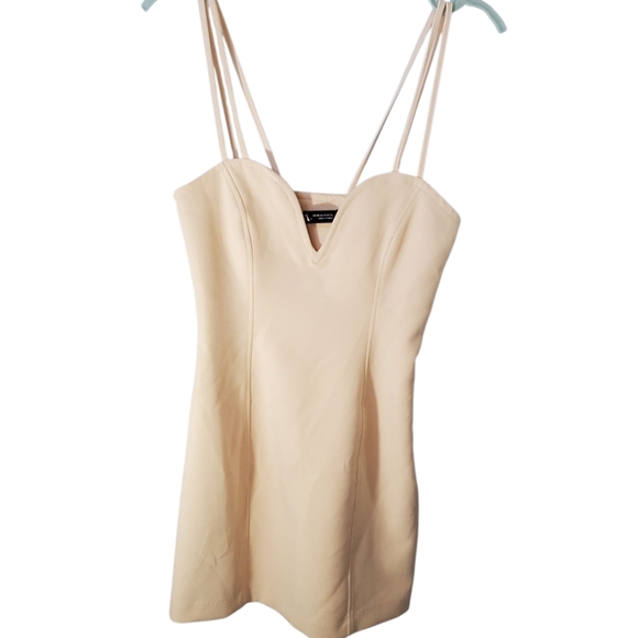 Zara Dresses & Skirts - 961- Zara Mini Dress Sweetheart Neck Soaghetti Straps Beige Size XS Lined